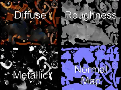 Steampunk Helmet Model Pack with Detailed Interiors Low-poly 3D model