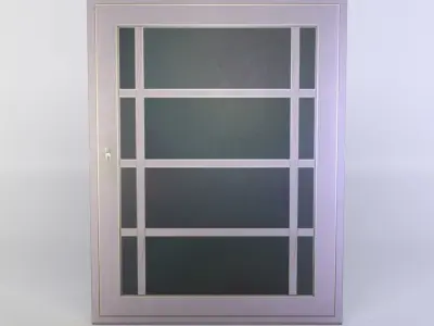 Window door with glass panels Low-poly 3D model