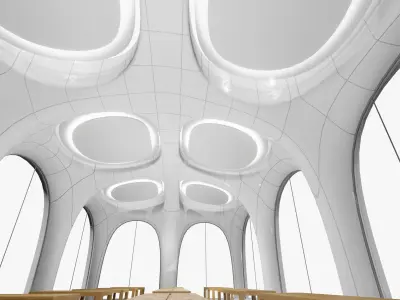 Modern stylish transparent store building 3D model