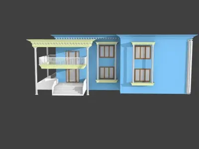 buglow house with balconies and stairs 3D model