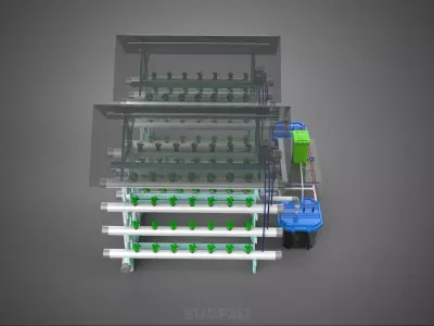 AUTO CONTROL MONITORING NUTRIENT DELIVERY HYDROPONIC PLANT FARM 3D model