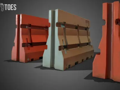 3D Construction Traffic Barricades - Game Ready Low-poly 3D model