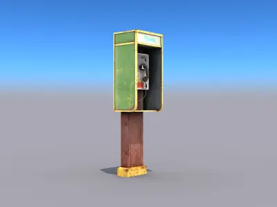 Small Phone Booth Low-poly 3D model
