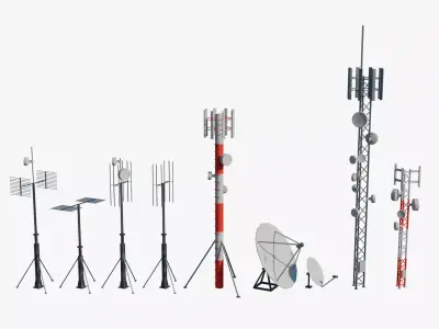 Rooftop Antenna Pack Low-poly 3D model