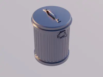 Old garbage bin Low-poly 3D model