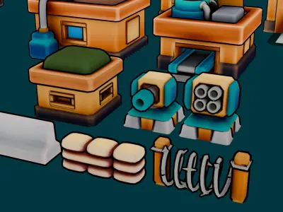 Stylized Cozy Military Structures Pack Low-poly 3D model