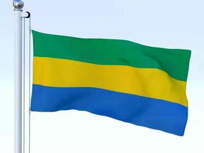 Animated Gabon Flag Low-poly 3D model