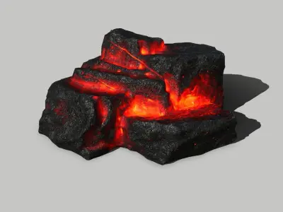 Rock Set with flames Low-poly 3D model purchase