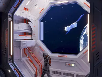 Modular sci-fi spaceship interior 3D model 3D model