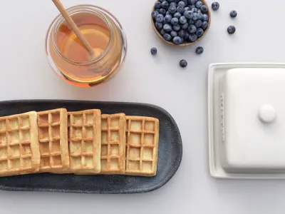 Butter Waffles Breakfast 3D model