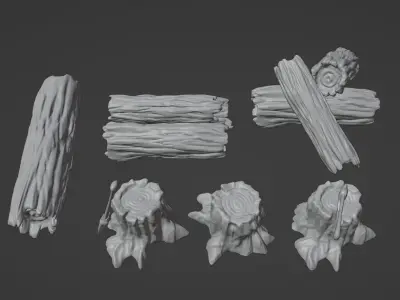 Tree trunks and logs 3D print model