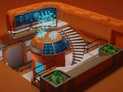 scifi corona virus research centre Low-poly 3D model