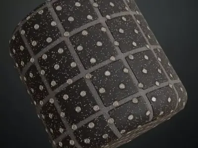 Industrial Black Studded Anti-Slip Floor Tiles PBR Seamless Texture