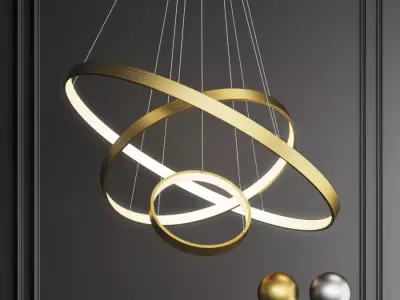 indoor modern circular ring chandelier 3D model