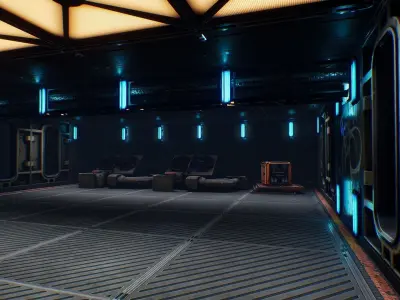 Sci-Fi Hangar UE Low-poly 3D model