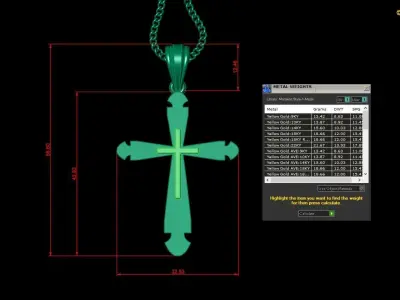 Light Gold 18K Cross Pendant 2CP036 3D print model