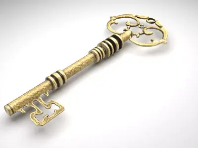 Gold Vintage Key 3D model