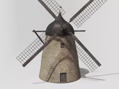 Old windmill Low-poly 3D model