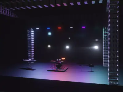 Concert stage with lights 3D model