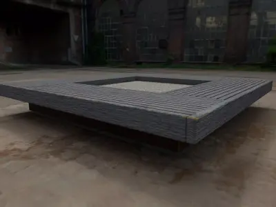 Bench 4 with pbr textures low poly Low-poly 3D model