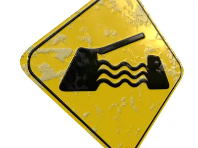 Movable Bridge Warning Traffic Sign 3D model