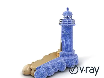 Cracked Coastal Lighthouse model pack Low-poly 3D model