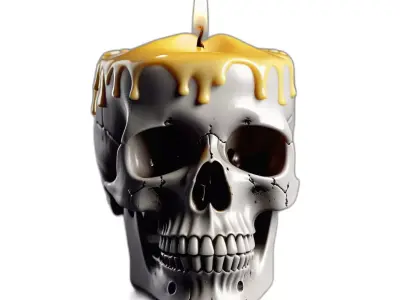 Realistic Skull Candle Halloween Decoration Low-poly 3D model