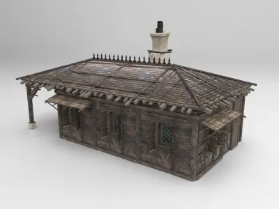 Medieval house fantasy 02 Low-poly 3D model