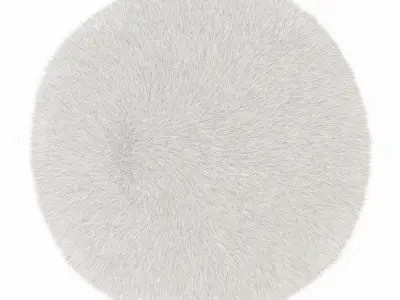 Round White Sheepskin Rug 3D model