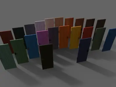 PBR Wood Door B4 Low-poly 3D model