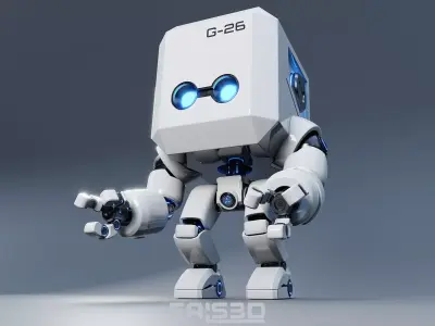 Cute Space Robot Rigged G-26 White 3D model