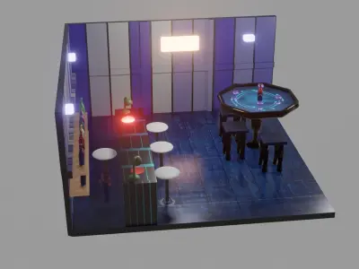 Bar Nightclub Gin place Low-poly 3D model