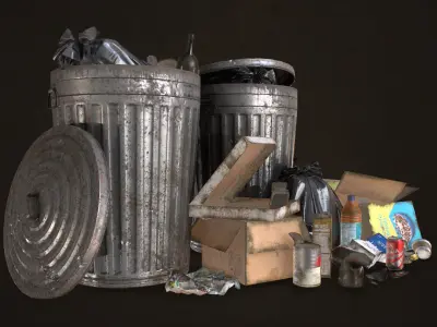 Urban Trash Pack Vol 1 Low-poly 3D model purchase