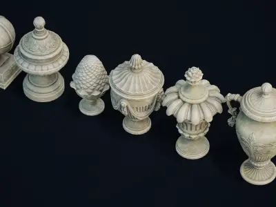 Garden Urns Caps Low-poly 3D model