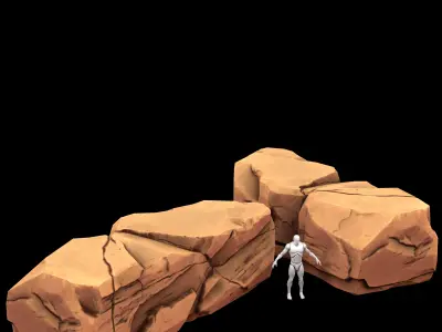 Stlized Rock Model  Low-poly 3D model