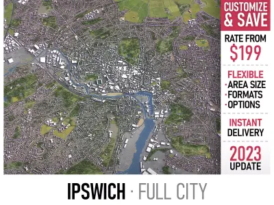 Ipswich - 3D City Model Low-poly 3D model