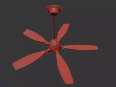 Modern Wooden 5-Blade Ceiling Fan 3D model