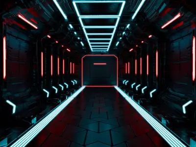 sci-fi spaceship hall Low-poly 3D model