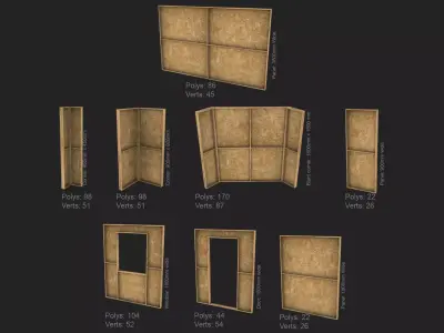 Modular construction site wall partition kit Low-poly 3D model