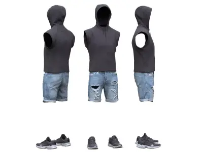 Male Summer Outfit 12 Low-poly 3D model