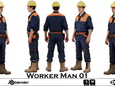 Worker man 01 - not rigged Low-poly 3D model