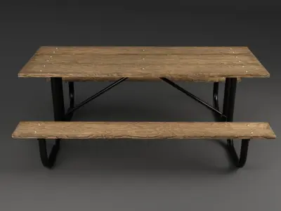 Picnic Table 3D Model Old weathered and new light colored wood 3D model