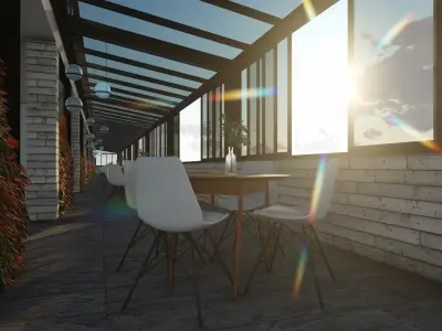 3D model of the cafe terrace in 2 versions 3D model