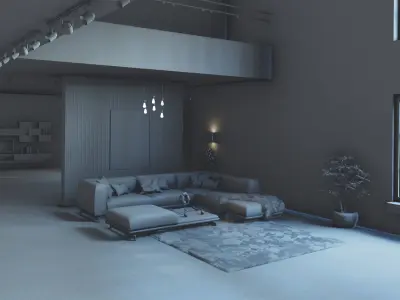 Cozy Realistic Living Room 3D model