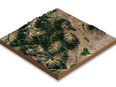 Mountains terrain Low-poly 3D model