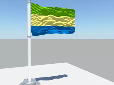 Gabon flag 3D model