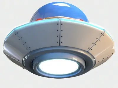 Low Poly Cartoon UFO Low-poly 3D model