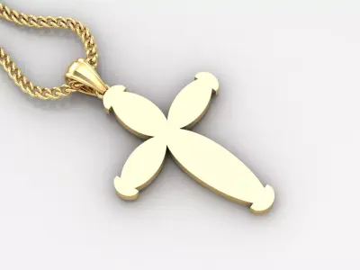 Light Gold 18K Cross Pendant 1CP092 3D print model