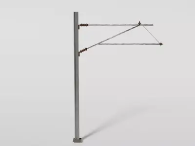  British catenary wire mast Low-poly 3D model