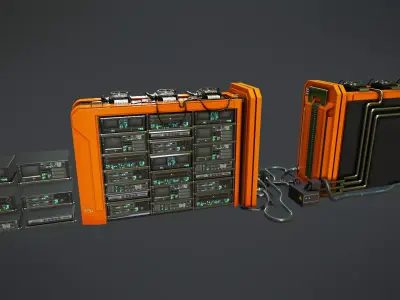 Sci-Fi Server Low-poly 3D model